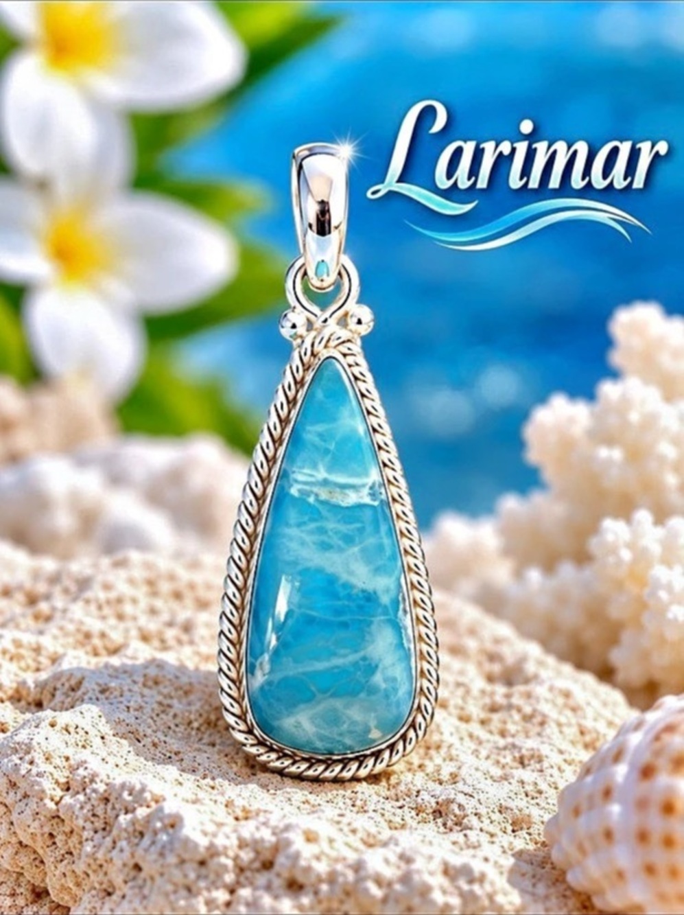 Larimar Blue Pendant Necklace